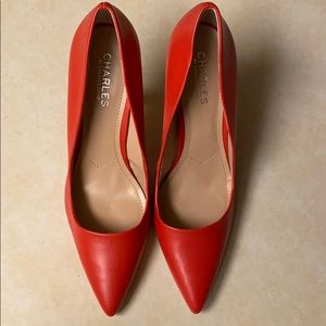 Red dress pumps by Charles David